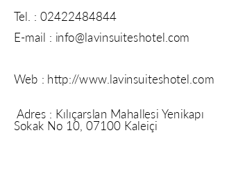 Lavin Suites Hotel iletiim bilgileri